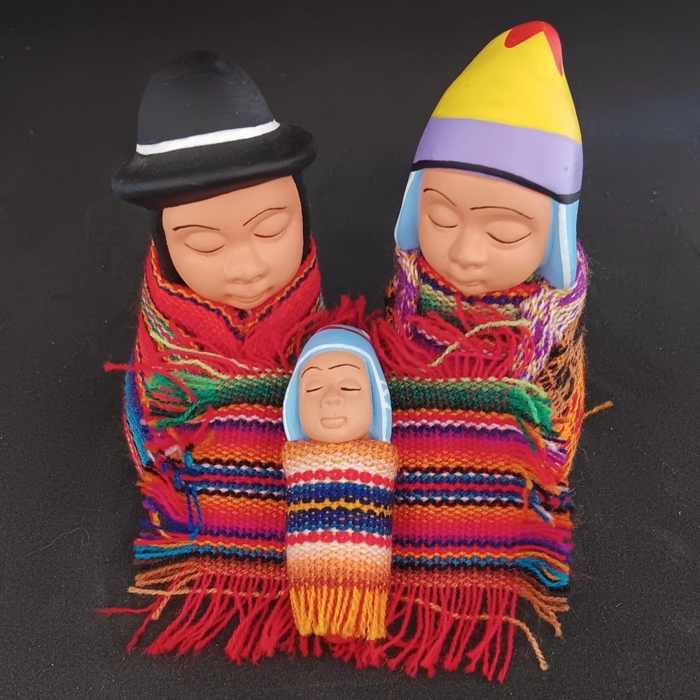 Peruvian Highlands Colorful Ceramic Family Figurines